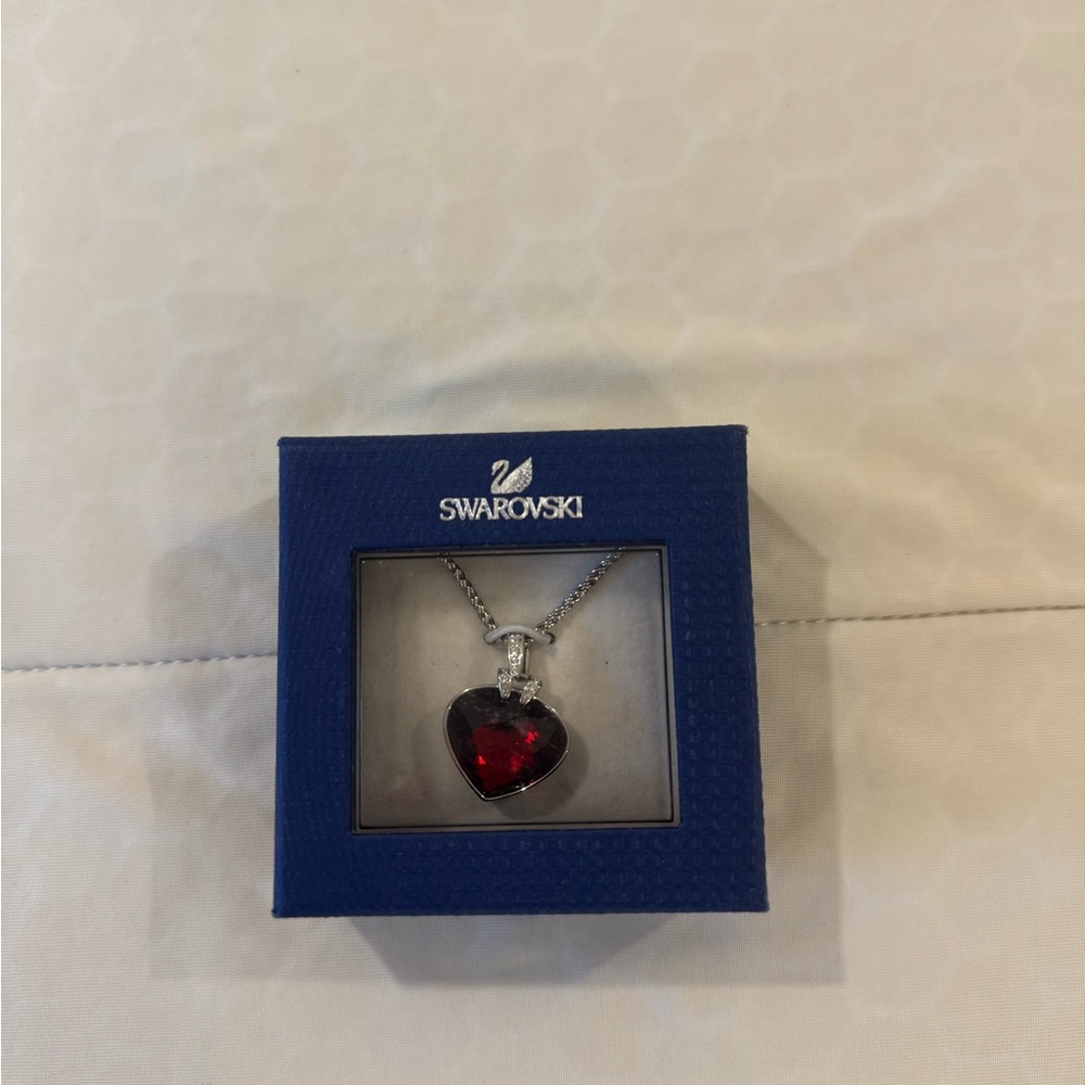 Swarovski Silver Necklace with Red Heart Pendant